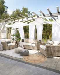 Beliani Set Of 2 Garden Armchairs Ardea Rattan Light Brown - thumbnail 2
