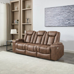 More4Homes Ashton 1+2+3 Seater Fabric Auto Recliner Sofa Set Brown - thumbnail 2