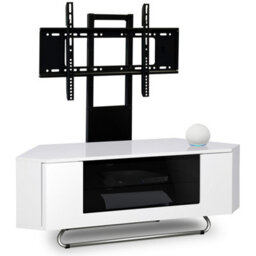"Homeology Hampshire Corner-Friendly Gloss White Beam-Thru Remote Friendly Door 26""-50"" Flat Screen Tv Cabinet With Mounting Arm" - thumbnail 2