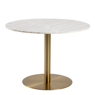 Furniture To Go Corby Round Dining Table With White Marble Top & Gold Base - image 1