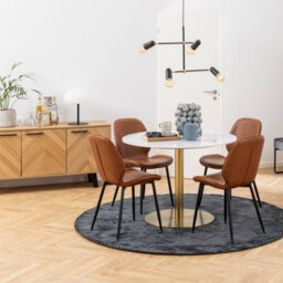 Furniture To Go Corby Round Dining Table With White Marble Top & Gold Base - thumbnail 2