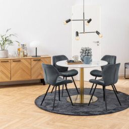 Furniture To Go Corby Round Dining Table With White Marble Top & Gold Base - thumbnail 3