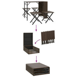 Berkfield 5 Piece Garden Dining Set Foldable Brown Poly Rattan - thumbnail 8