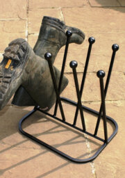 Poppy Forge 4 Pair Diagonal Boot Rack (Round) - Wellie Stand - Steel - L35.6 X W43.2 X H45.7 Cm - Powder Coated Black - thumbnail 2