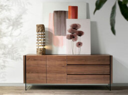 Angel Cerda Elegant Walnut Sideboard With Glass Legs For Modern Living Spaces - thumbnail 2