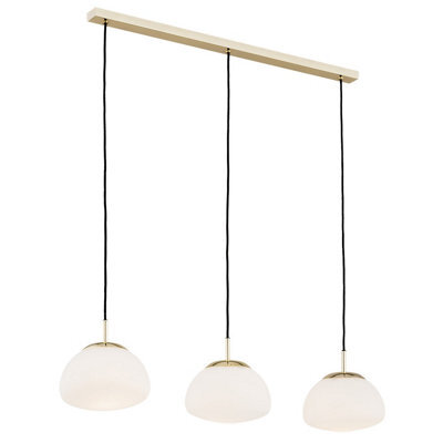 Luminosa Lighting Luminosa Trini Bar Pendant Ceiling 3 Light Opal Matt, Brass Steel - image 1