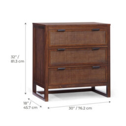 Teamson Home Hatteras Chest Of Drawers 3 Drawer Bedroom Dresser, Walnut - thumbnail 5