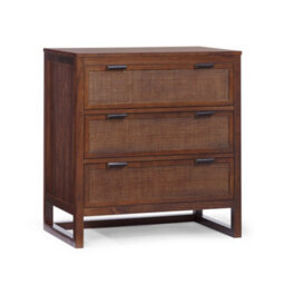 Teamson Home Hatteras Chest Of Drawers 3 Drawer Bedroom Dresser, Walnut - thumbnail 2