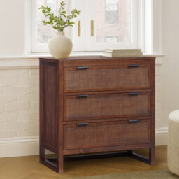 Teamson Home Hatteras Chest Of Drawers 3 Drawer Bedroom Dresser, Walnut - thumbnail 1