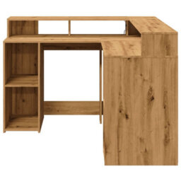 Berkfield Desk With Led Lights Artisian Oak 130X130X91 Cm Engineered Wood - thumbnail 6