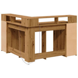 Berkfield Desk With Led Lights Artisian Oak 130X130X91 Cm Engineered Wood - thumbnail 8