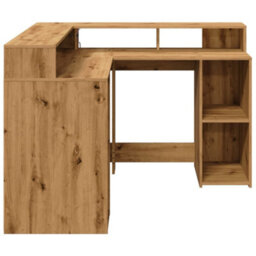 Berkfield Desk With Led Lights Artisian Oak 130X130X91 Cm Engineered Wood - thumbnail 7
