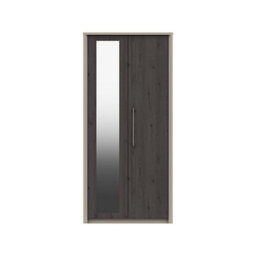 Burlington 3 Door Robe With Mirror - Fired Earth And Anthracite Larch On Express Delivery And Ready Assembled - thumbnail 1