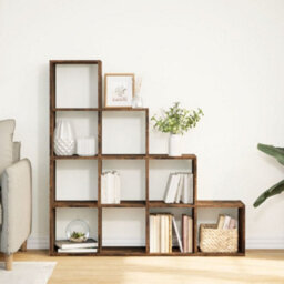 Berkfield Room Divider Bookcase 4-Tier Smoked Oak 131.5X29X131.5 Cm Engineered Wood - thumbnail 3