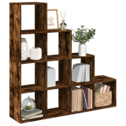 Berkfield Room Divider Bookcase 4-Tier Smoked Oak 131.5X29X131.5 Cm Engineered Wood - thumbnail 1