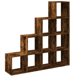 Berkfield Room Divider Bookcase 4-Tier Smoked Oak 131.5X29X131.5 Cm Engineered Wood - thumbnail 7