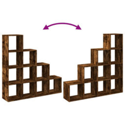 Berkfield Room Divider Bookcase 4-Tier Smoked Oak 131.5X29X131.5 Cm Engineered Wood - thumbnail 8