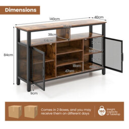 Costway Industrial Wine Bar Cabinet 140Cm Buffet Sideboard With 8-Bottle Wine Racks - thumbnail 2