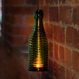 Premier Decorations Limited Desert Sage Bottle Shape Glass & Metal Tea Light Holder