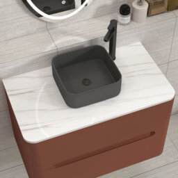 Royal Bathrooms Venice 800mm Terracotta Clay Wall Mounted Bathroom Countertop Vanity Unit 2 Drawer With Art Square Basin - thumbnail 6