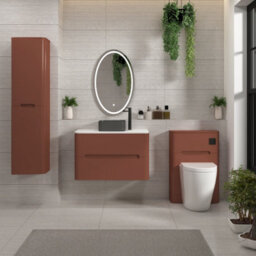 Royal Bathrooms Venice 800mm Terracotta Clay Wall Mounted Bathroom Countertop Vanity Unit 2 Drawer With Art Square Basin - thumbnail 4