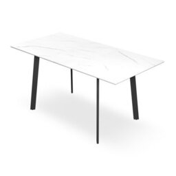 More4Homes Haydon Extending Dining Table Modern White Marble Effect Table Top W Black Legs - thumbnail 3