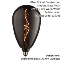 4W E27 Filament Light Bulb - Smoked Tinted Glass Lamp - 1800K Warm White Led - thumbnail 2