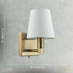 Happy Homewares Sleek Bedside Wall Light In Antique Brass With Toggle Switch And Shade - thumbnail 7
