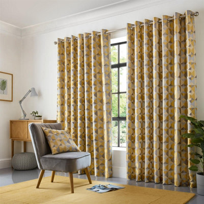Luxury Living Zandi Ring Top Curtains Ochre/silver - image 1