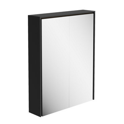 Plum&clay Norton Black Double Bathroom Mirrored Led Wall Cabinet (W)550mm (H)700mm - image 1