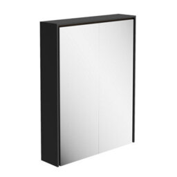 Plum&clay Norton Black Double Bathroom Mirrored Led Wall Cabinet (W)550mm (H)700mm - thumbnail 1