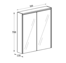 Plum&clay Norton Black Double Bathroom Mirrored Led Wall Cabinet (W)550mm (H)700mm - thumbnail 2