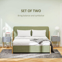 Homcom Bedside Tables Set Of 2 With 2 Drawers For Bedroom, Grey - thumbnail 4