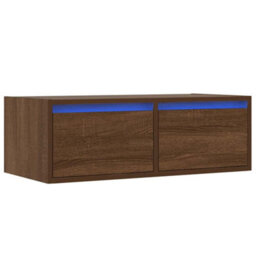 Berkfield Tv Cabinet With Led Lights Brown Oak 75X35.5X25 Cm - thumbnail 3