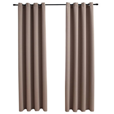 Berkfield Elegant Blackout Curtains With Metal Rings 2 Pcs Taupe 140X175 Cm