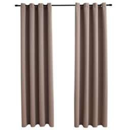 Berkfield Elegant Blackout Curtains With Metal Rings 2 Pcs Taupe 140X175 Cm