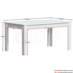 Lassic Vida Designs Medina White 6 Seater Dining Table - thumbnail 2