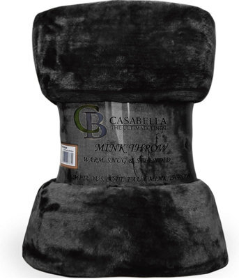 Casabella Deluxe Soft Faux Fur Mink Fleece Throw Blanket - image 1