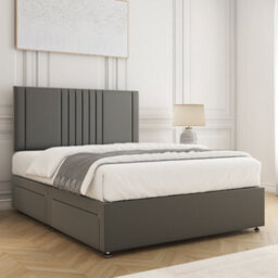 Bsspoke Monaco Divan Bed Set Grey Plush Velvet 24Inch Headboard 2 Drawers Same Side & Mattress In 3Ft 4Ft 4Ft6 5Ft 6Ft - thumbnail 3