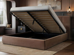 Solace+Co Mika Ottoman Bed Chocolate Velvet Kingsize - thumbnail 3