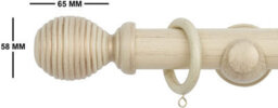A.unique Home Ribbed Wooden Curtain Pole With Rings And Fittings - 35mm - 180Cm - Antique Vanilla - thumbnail 3