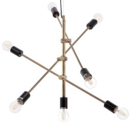 Beliani Brass 7-Light Adjustable Pendant Lamp, Industrial Ceiling Light With Exposed Bulbs, W52 X D74 X H126Cm - thumbnail 5