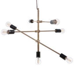 Beliani Brass 7-Light Adjustable Pendant Lamp, Industrial Ceiling Light With Exposed Bulbs, W52 X D74 X H126Cm - thumbnail 4