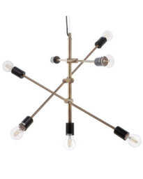 Beliani Brass 7-Light Adjustable Pendant Lamp, Industrial Ceiling Light With Exposed Bulbs, W52 X D74 X H126Cm - thumbnail 3