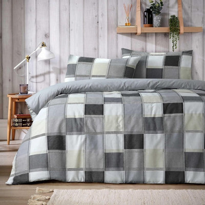 Glencoe Check Duvet Set In Grey - King