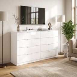 Homcom High Gloss 4-Drawer Chest Of Drawers With Smooth Runners, White - thumbnail 9