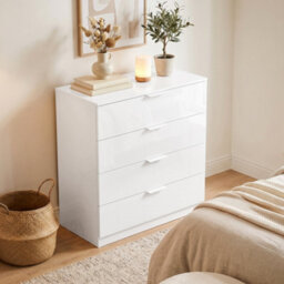 Homcom High Gloss 4-Drawer Chest Of Drawers With Smooth Runners, White - thumbnail 1