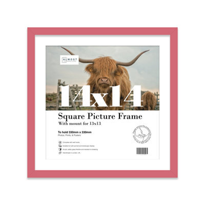 "14X14"" Pink Picture Frame - 14X14"" Square Frame With 13X13"" Mount For 14X14""/13X13"" Pictures Moderrn Style Thin Edge, 1 Pack" - image 1