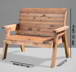 Charles Taylor 2 Seater Wooden Bench - Treated Wood Garden Bench - thumbnail 3