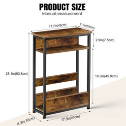 46X18X62.5Cm Slim Side Table Narrow End Table Bedside Tables Small Table Metal Frame Bedroom - thumbnail 2